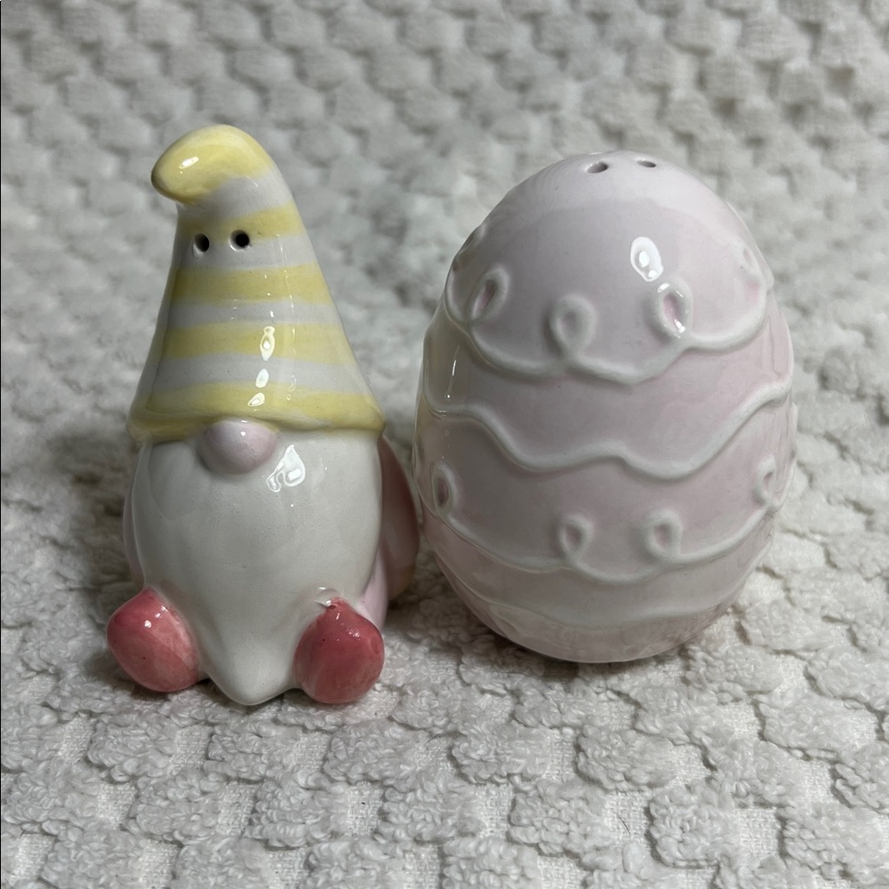 Easter Gnome with Egg Salt and Pepper Shakers